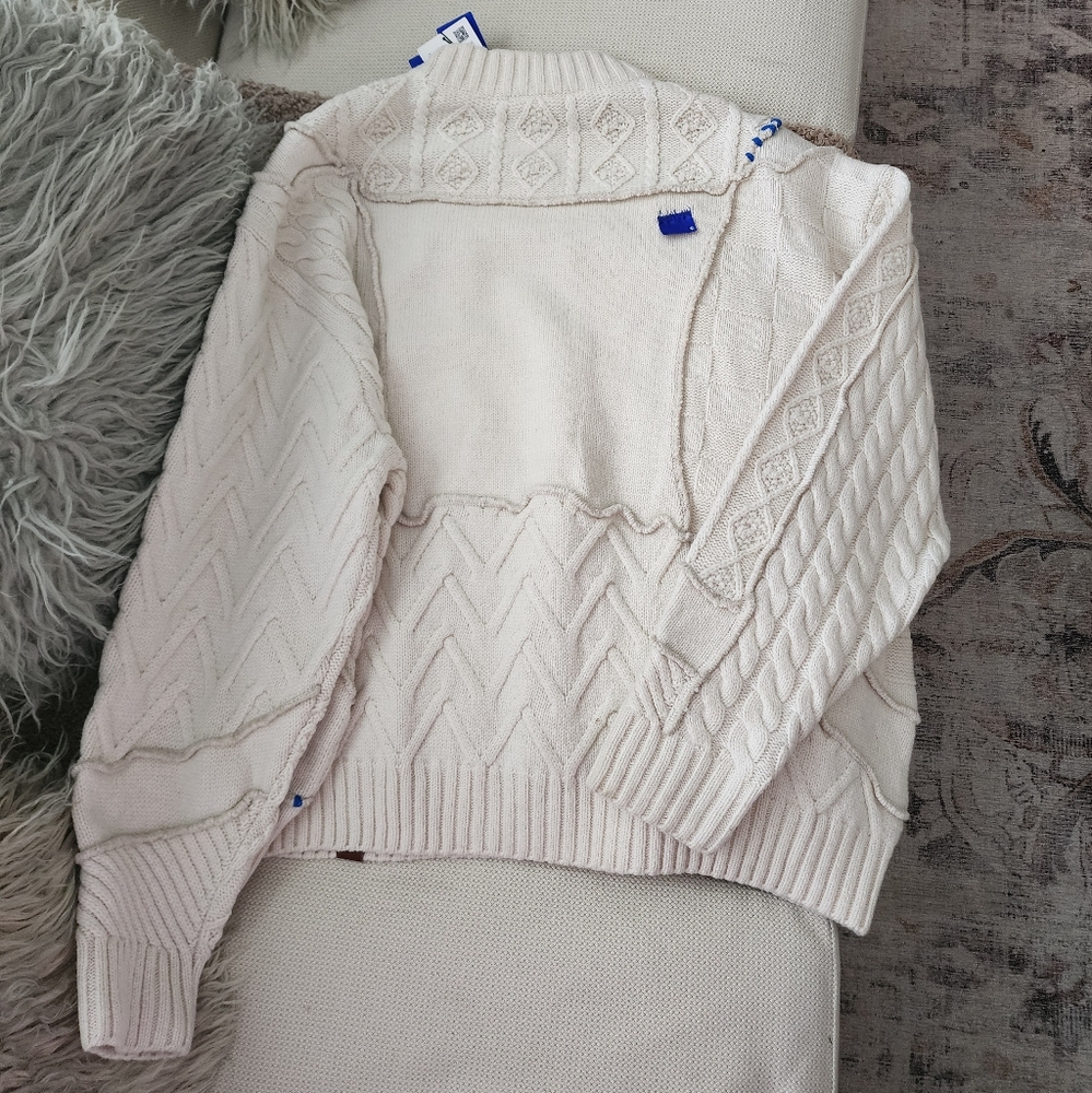 Zara × Ader Error Oversized Patchwork Knit Sweater in Ecru - Picture 3 of 5